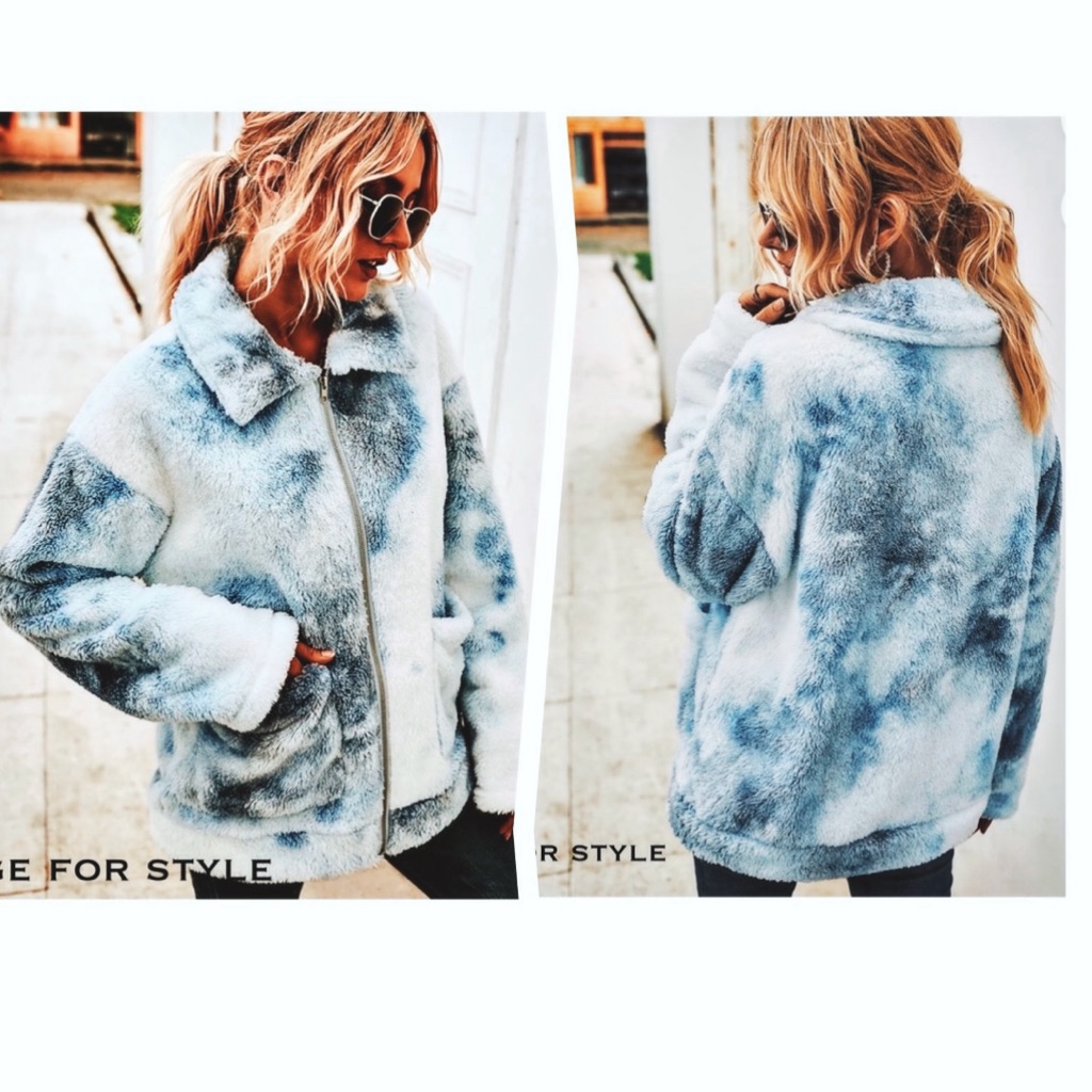 Luna Tuccini Unstructured Tie-Dye High Pile Fleece Jacket